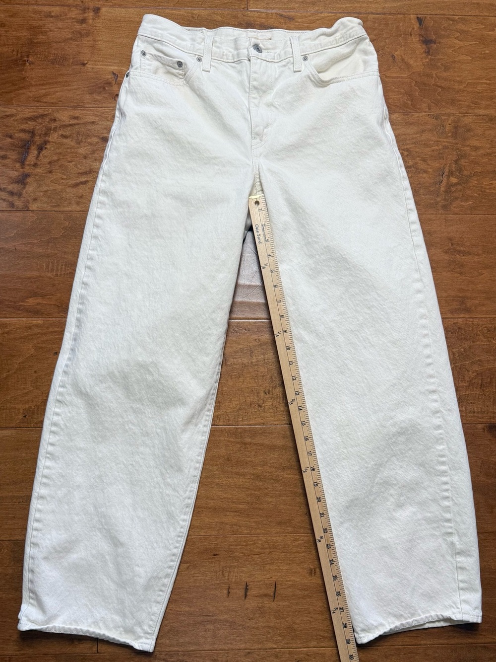 Levi’s Premium Baggy Dad Jeans 28 Off White Cream High Rise Wide Leg - Picture 4 of 12